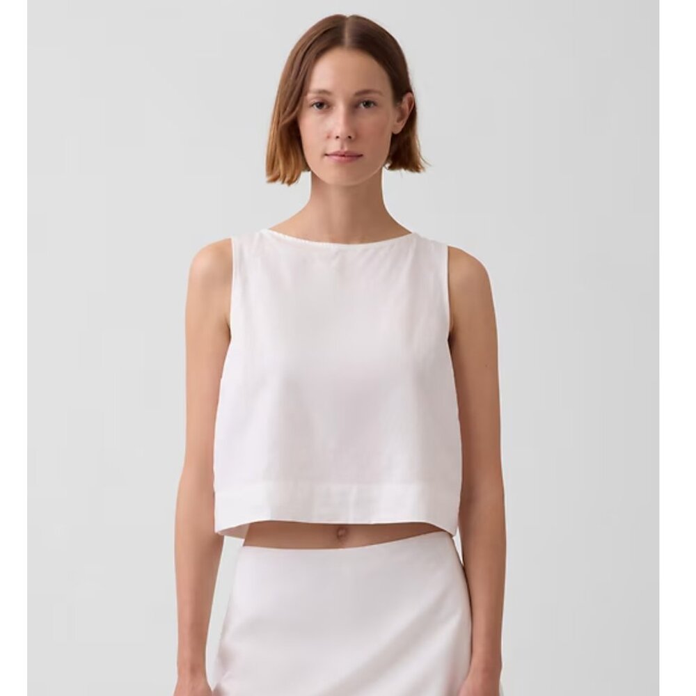 NWT Gap Linen-Blend Crop Shell Tank Top